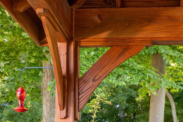 Corner beams, hummingbird feeder of 20x24 Cheyenne Pavilion