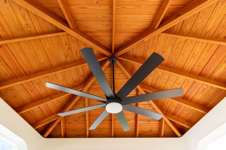 Ceiling fan in 12x12 Montford Vinyl Pavilion
