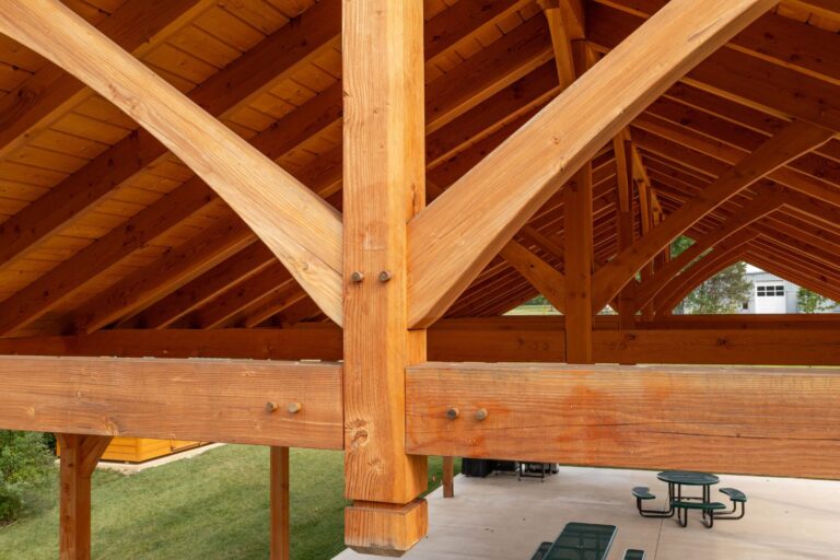 30x60 Kingston Timber Frame Pavilion in Downingtown PA, Exposed Timber Frame Ceiling