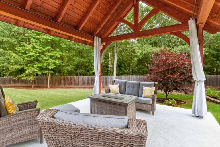 Inside front view of Kingston Pro Timber Frame Pavilion in Jefferson GA