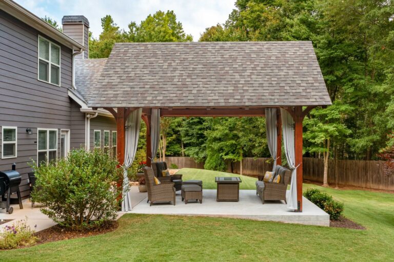 Side of Kingston Pro Timber Frame Pavilion in Jefferson GA