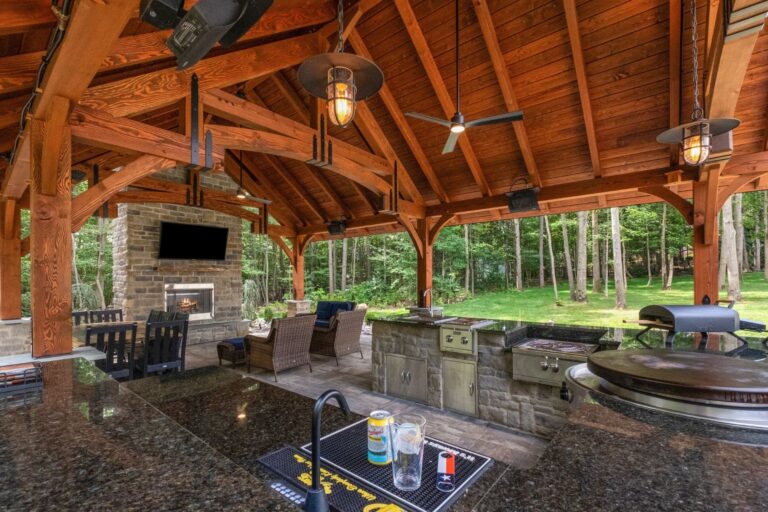 Inside 20x30 Grand Teton Timber Frame Pavilion in Pasadena MD