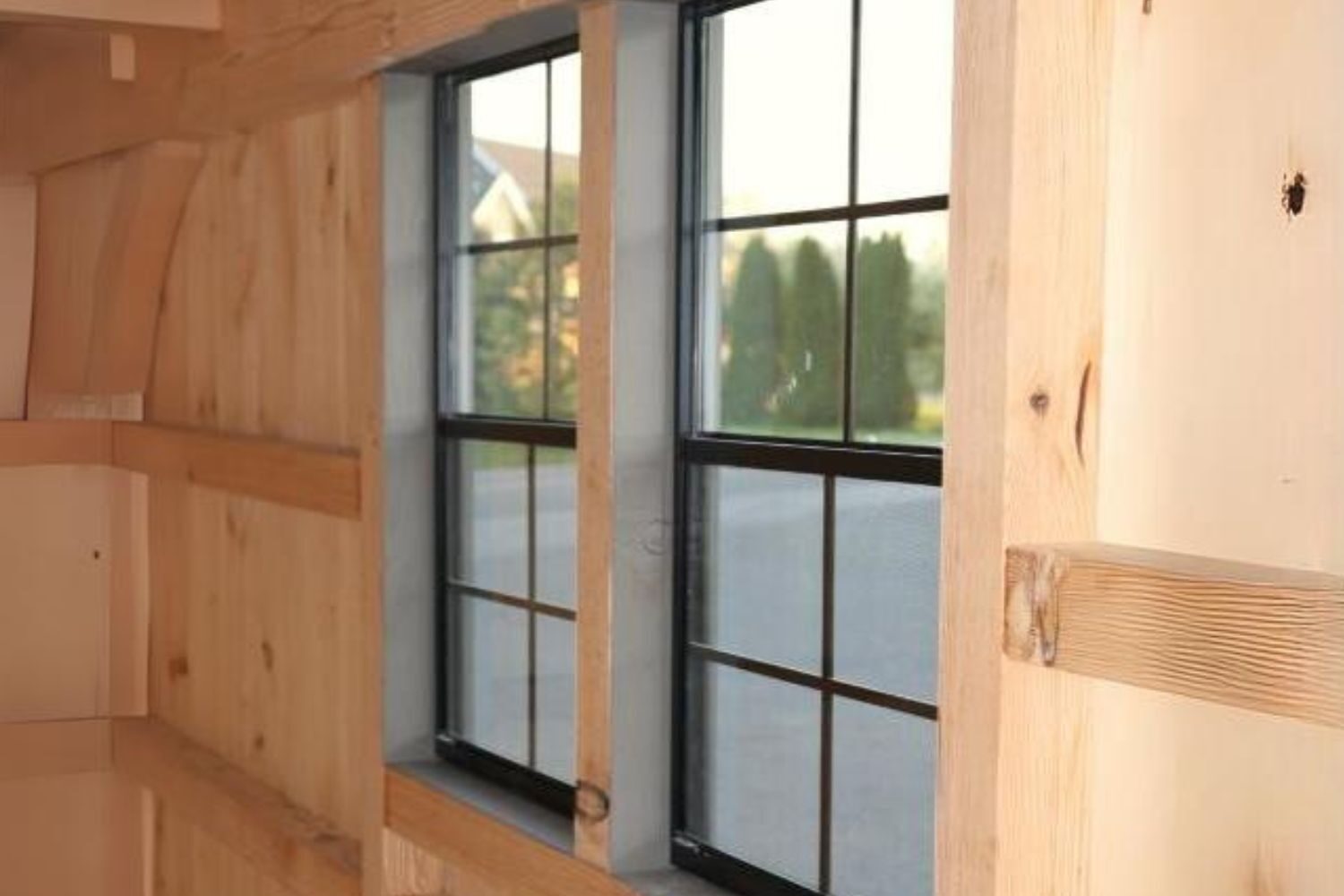 Windows inside Timber Frame Shed