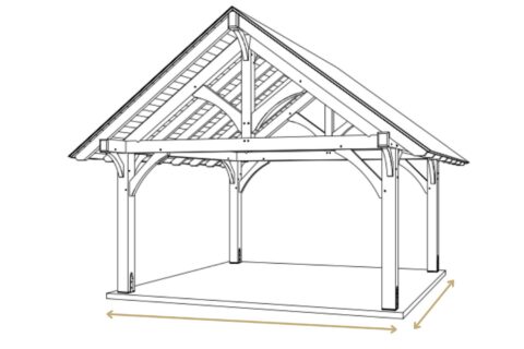 Kingston Pro Size Sketch with Golden arrows highlighting dimensions