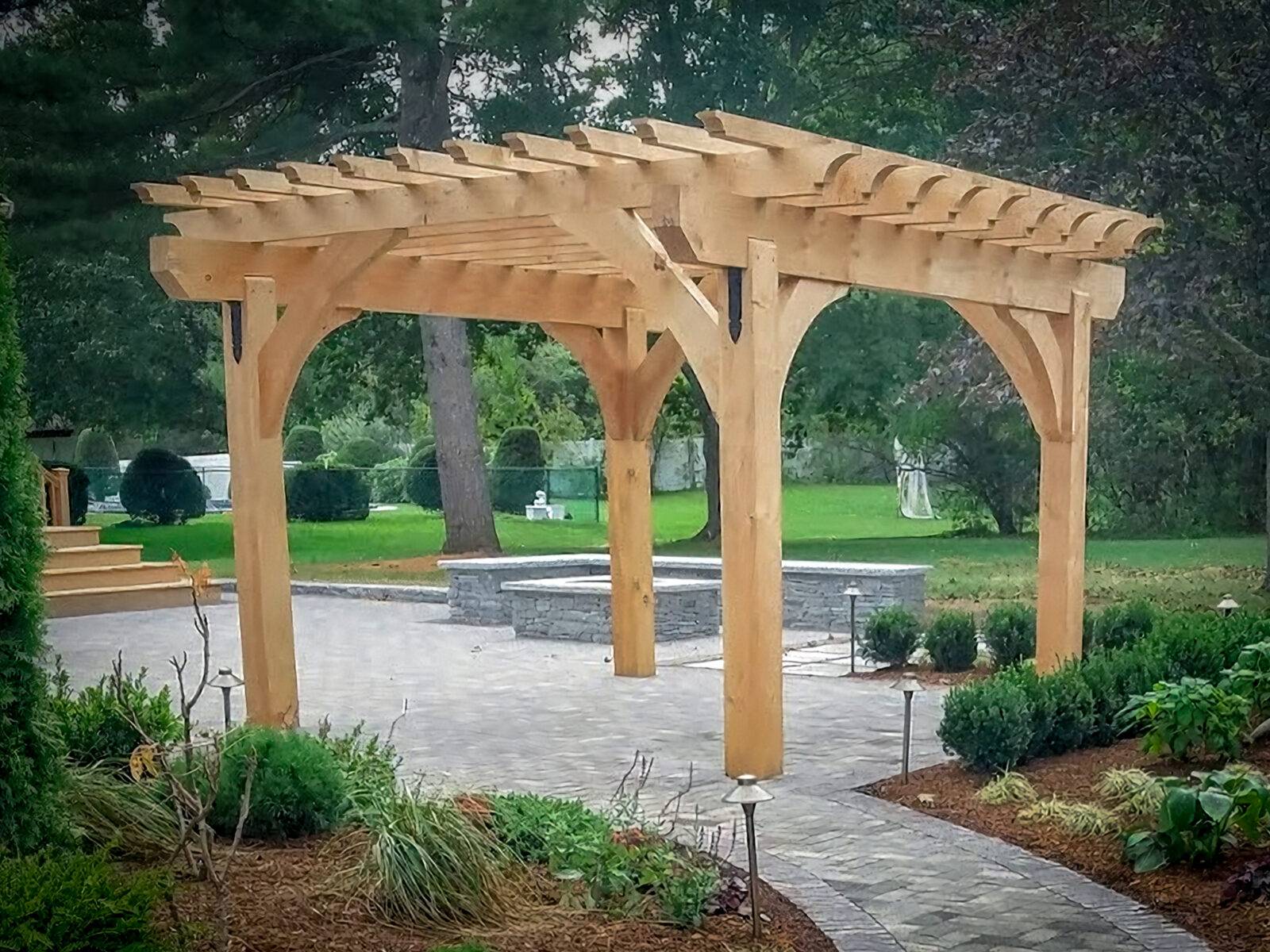 new heavy timber wood pergola style from lancaster county backya