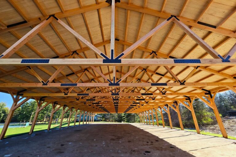 Interior or underneath of 70x140 Kingston Timber Frame Pavilion in Copake NY