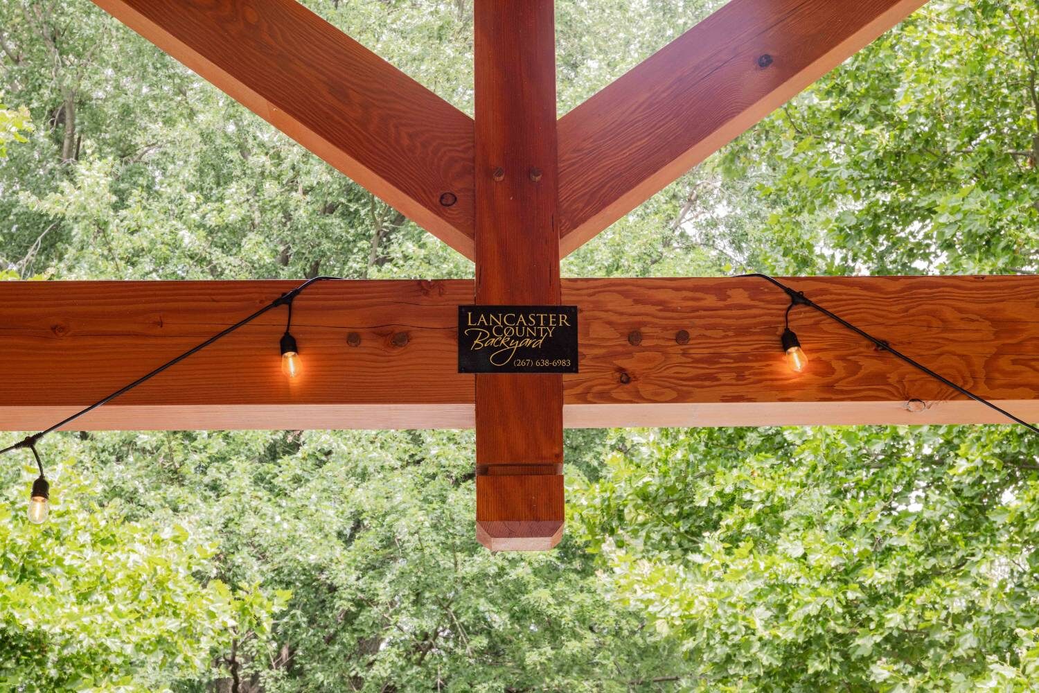 Lancaster County Backyard logo on completed timber frame project
