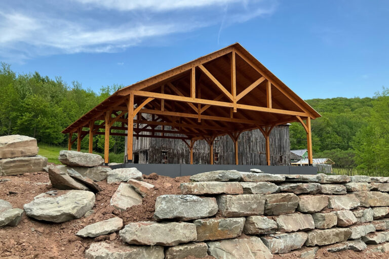 a 40x50 kingston timber frame pavilion in Delhi NY