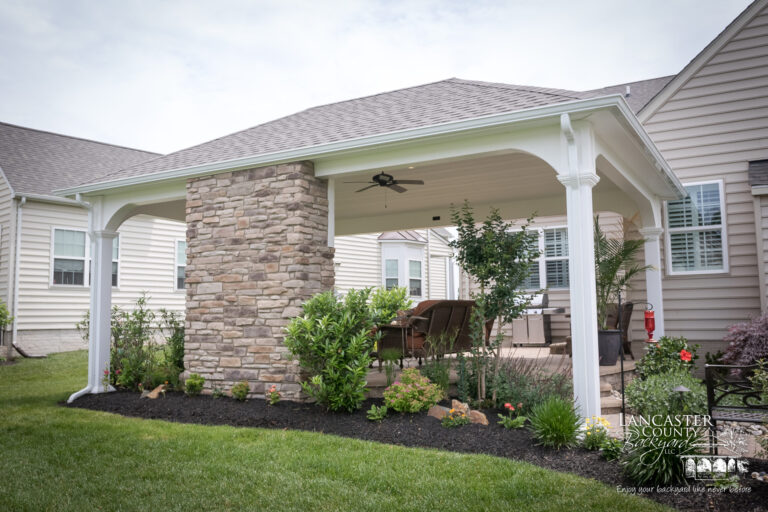 backyard pavilion with beautiful landscape pa