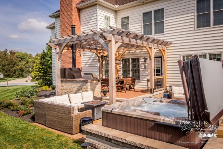 Amish built heavy timber wooden pergola