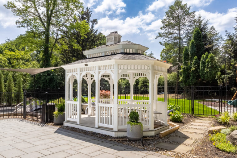 10x14 vinyl gazebo pictured from the side