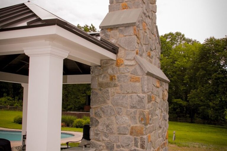 chimney idea of poolhouse pavilion design with fireplace by amish builders in lancaster pa