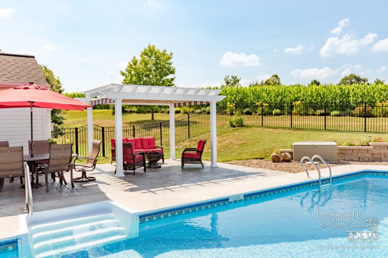 retractable pergola canopy creates a classy poolside shade cover