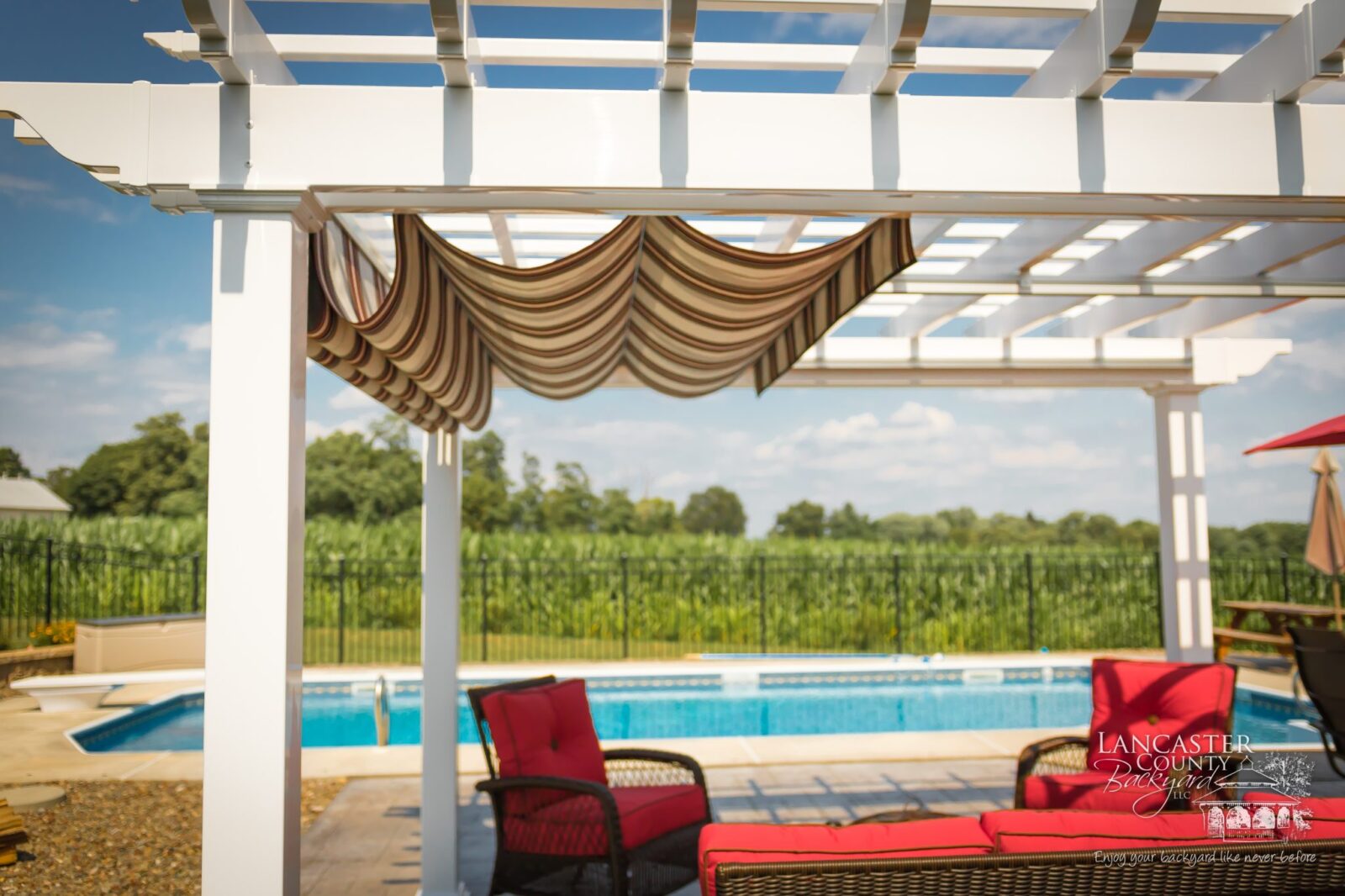 retractable roof design for poolside pergola