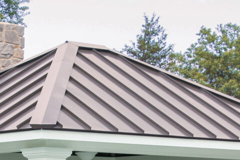 metal standing seam roof on custom pavilion