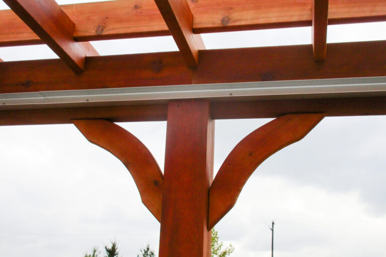 cedar pergola in backyard
