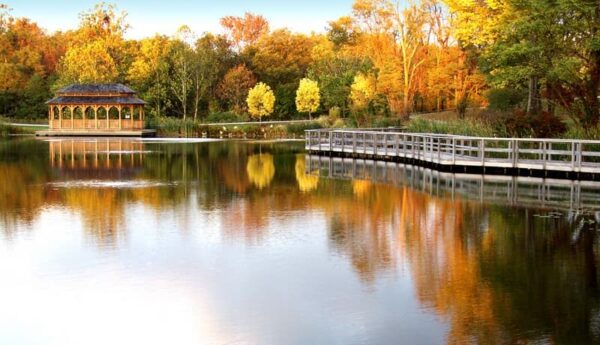 backyard gazebo in the fall at cration museum