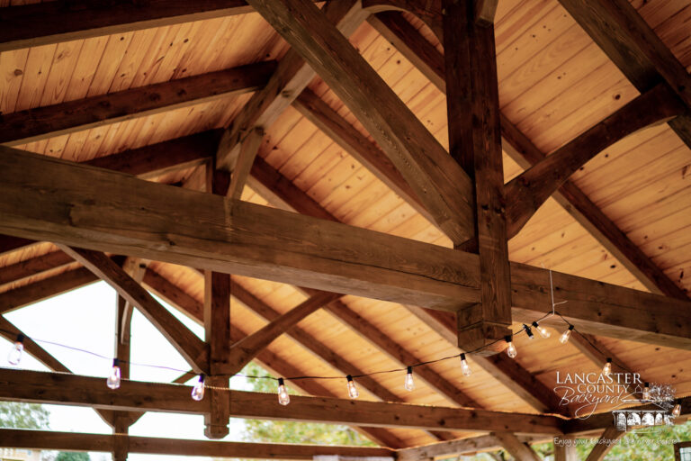 beautiful timberframe pavilion beams inside