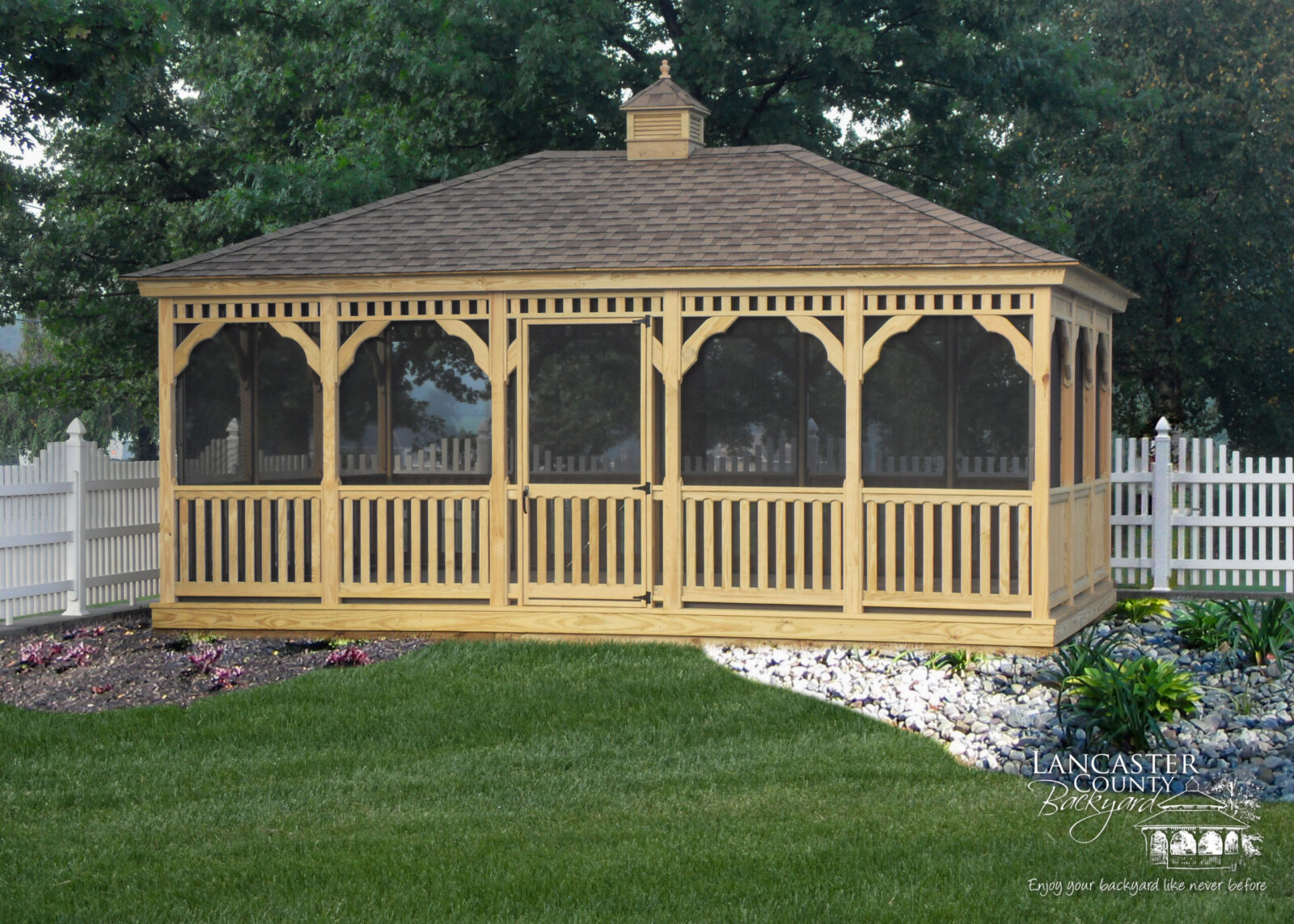Amish built wooden rectangular gazebo