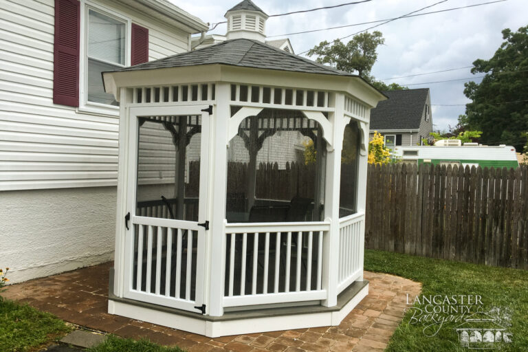 vinyl gazebo; redwood, williamsburg slate