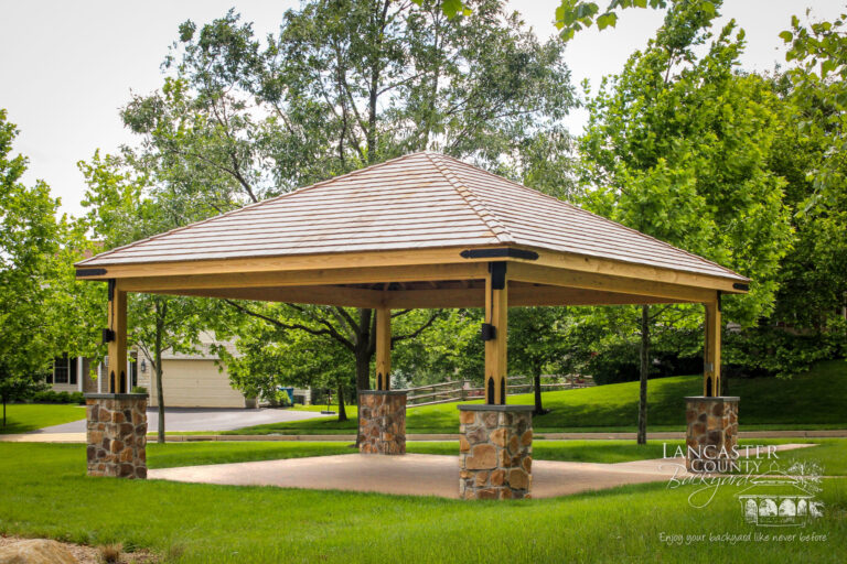 20x20 wood outdoor backyard pavilion