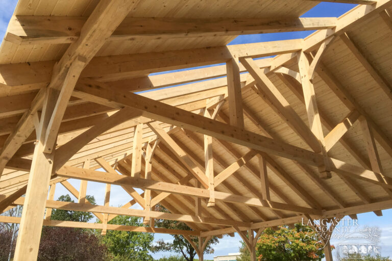construction of a large timber frame pavilion