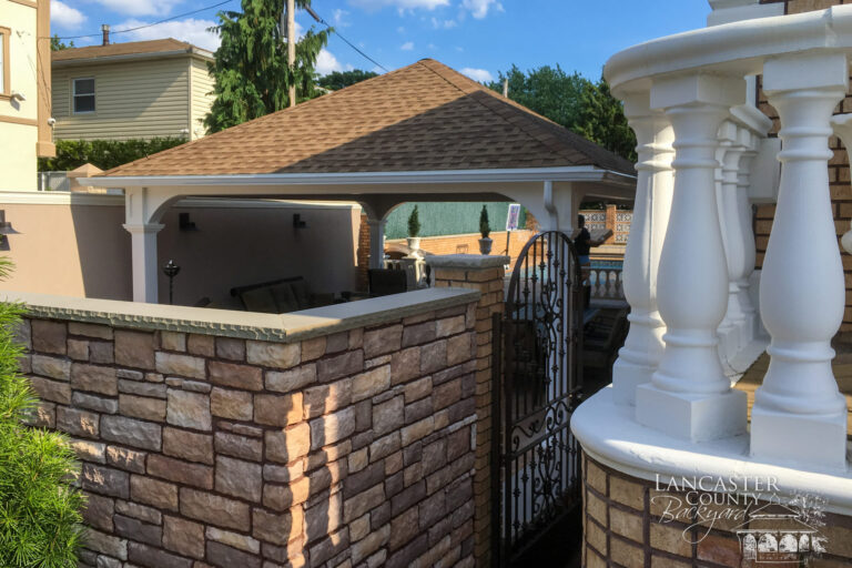 vinyl montford outdoor pavilion by a pool