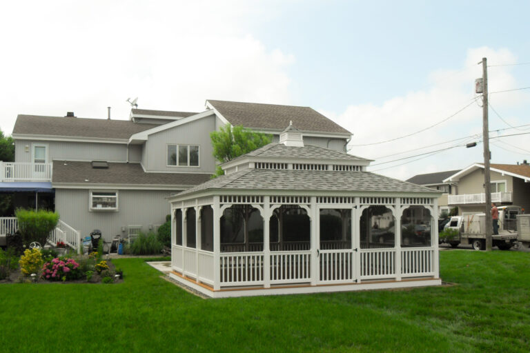 rectangle gazebo in backyard