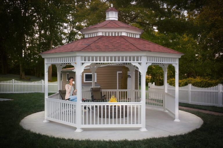 octagon gazebo with fire