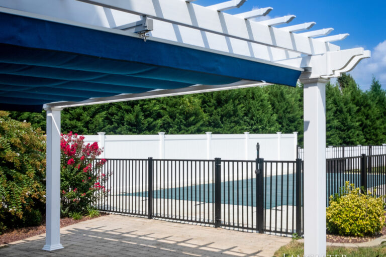 vinyl pergola with a canopy