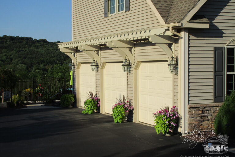 custom pergola over garage doors
