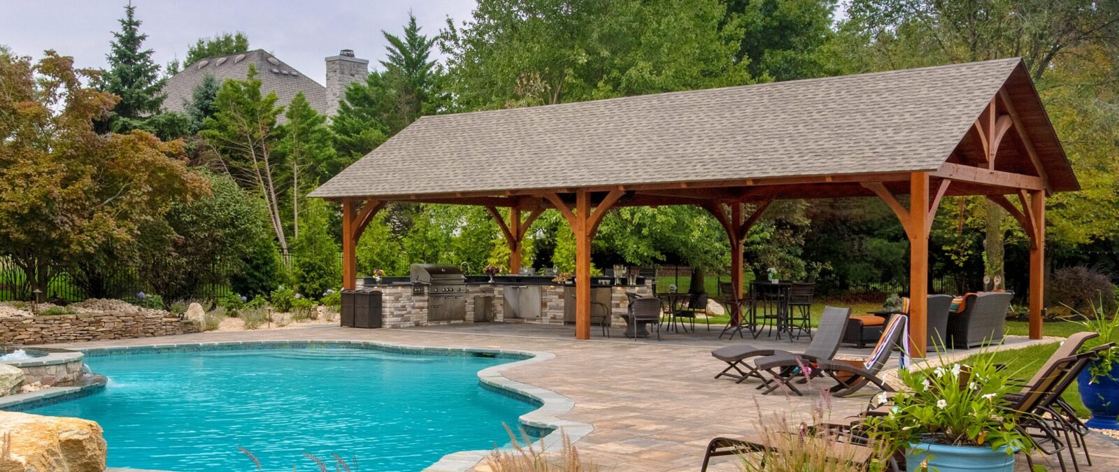 large pavilion by swimming pool