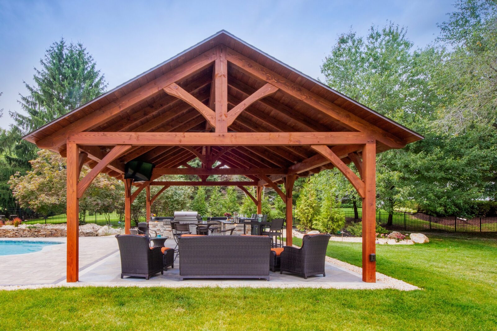 timber frame kingston large pavilion provides visual interest