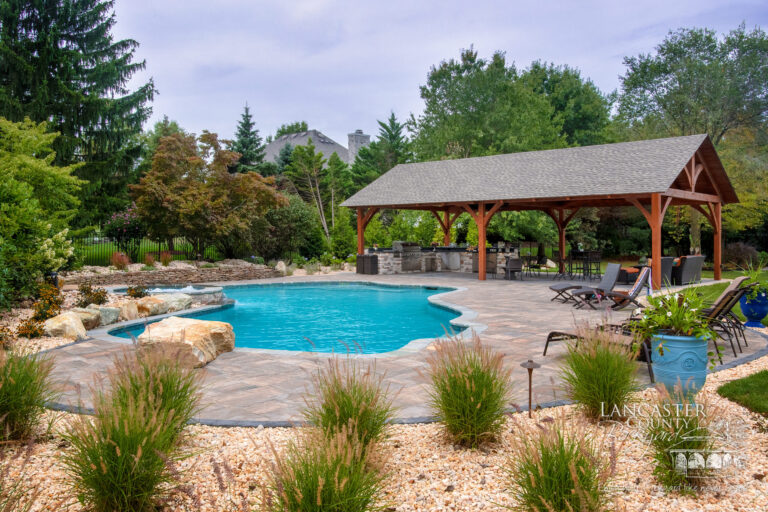 Kingston timber frame backyard poolside