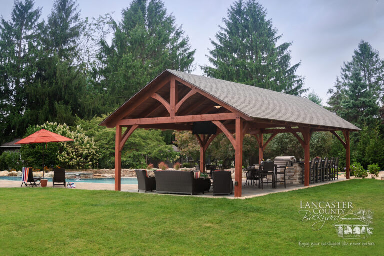 20x40 timber frame pavilion poolside