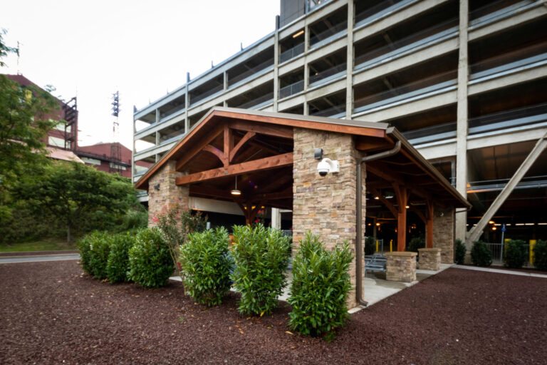 timber frame pavilion stained