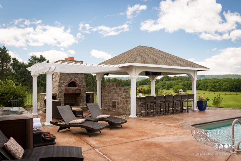 custom poolside pergola and pavilion