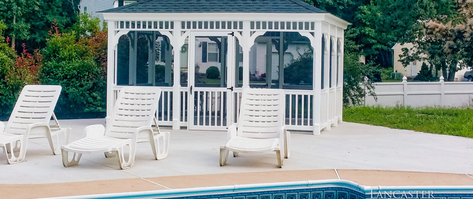 vinyl rectangle poolside gazebo