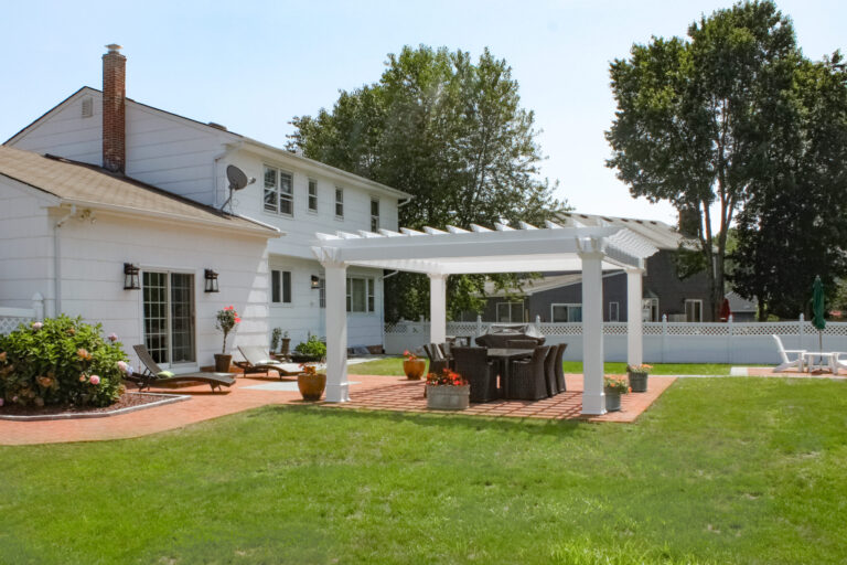 backyard hangout luxury vinyl pergola