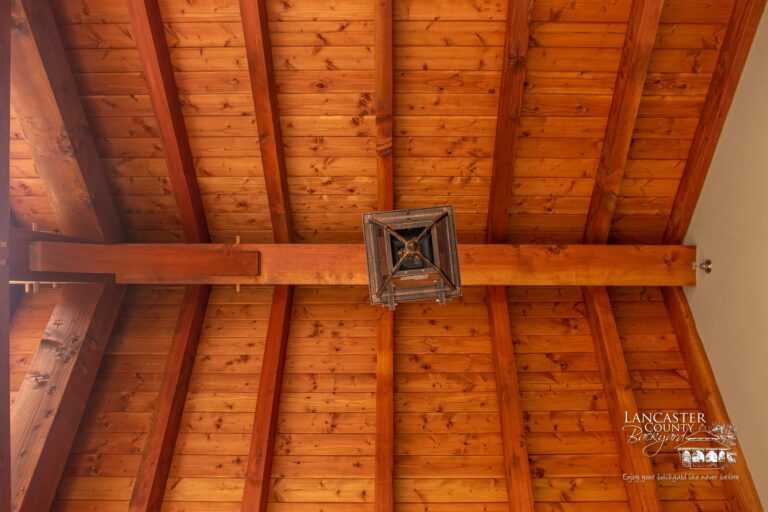 custom timber frame joinery in new jersey with ceiling light