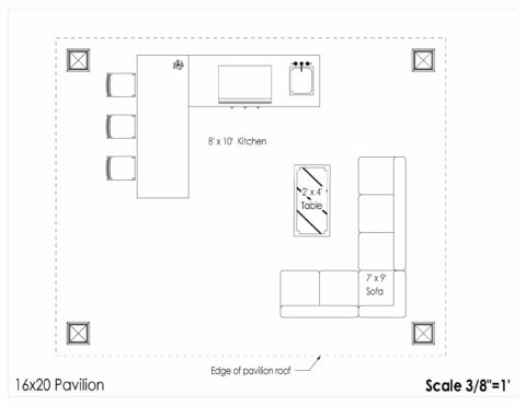 16x20 floor plan layouts for outdoor pavilions