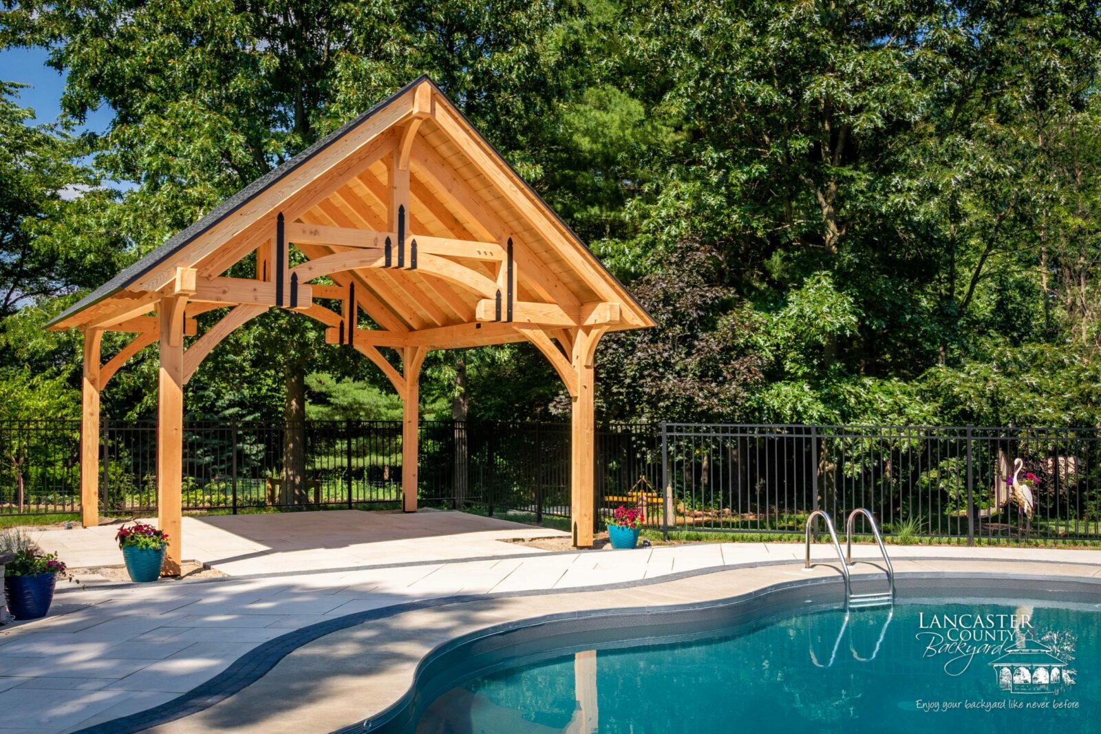 16x18 grand teton timber frame poolside pavilion