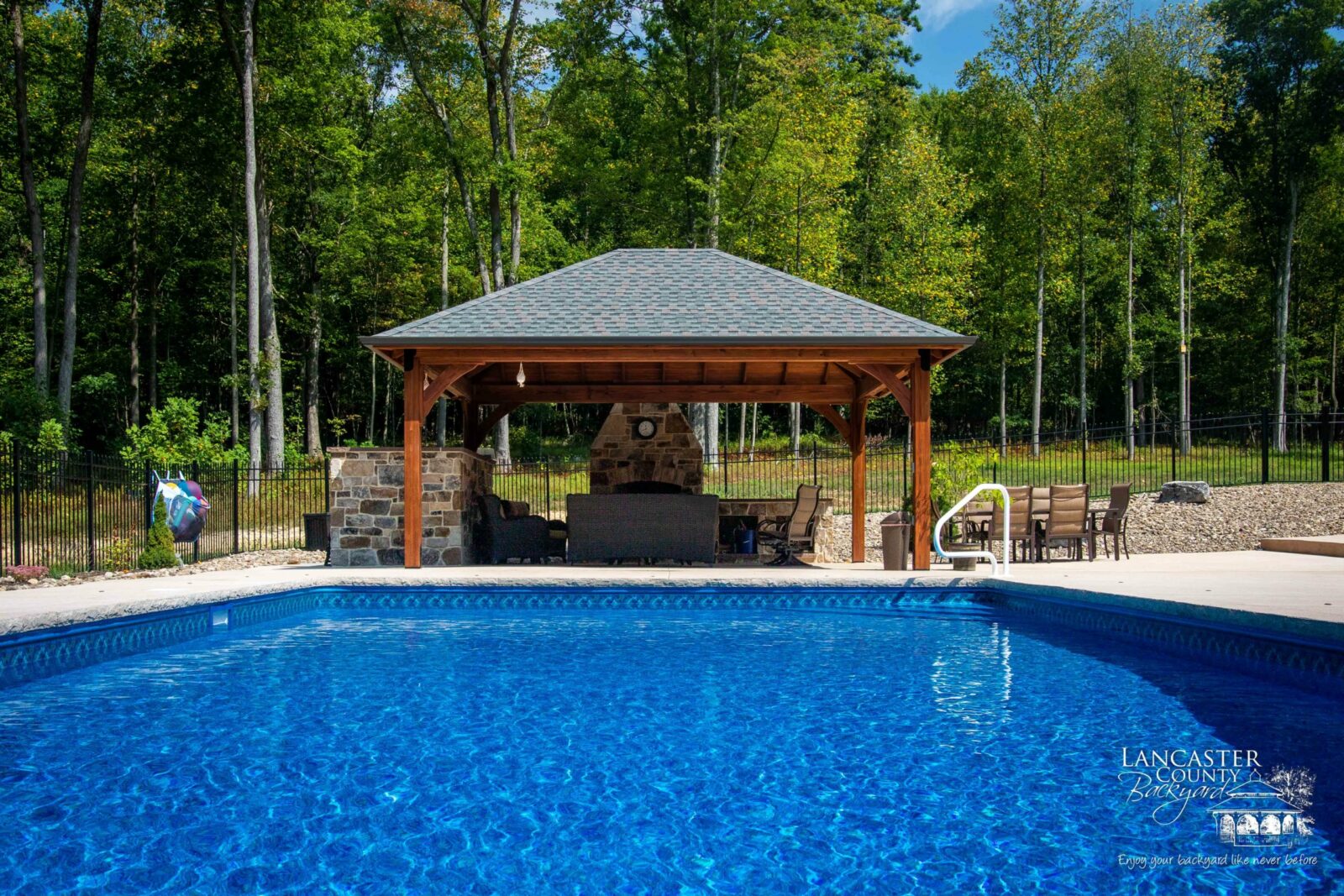 16x20 cheyenne outdoor wood pavilion with pool