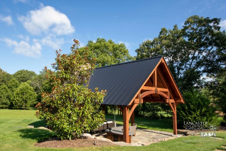 24x32 timber frame backyard pavilion