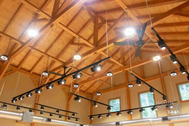 large custom timber frame barn interior