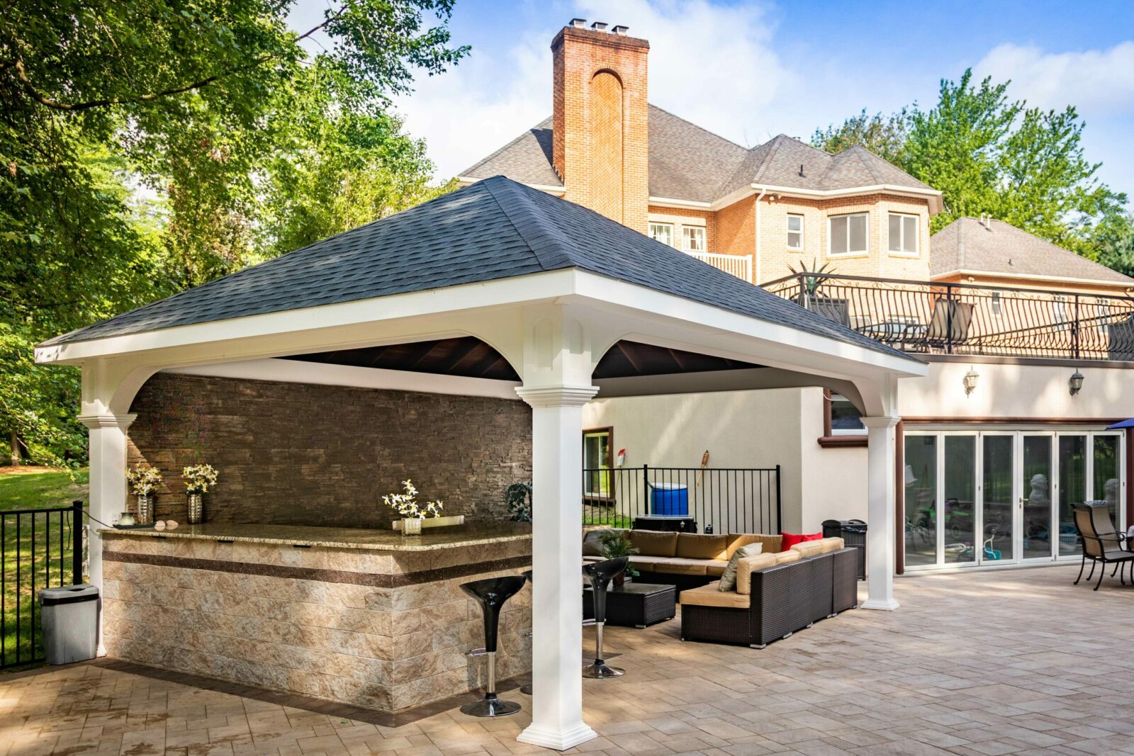 outdoor kitchen pavilion with bar
