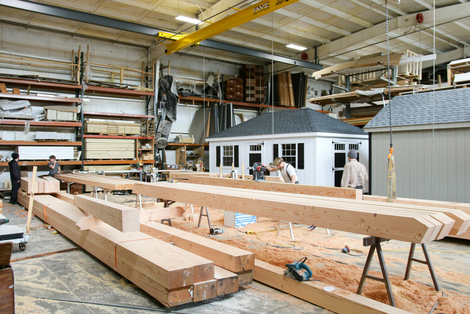 timber framing in the factory