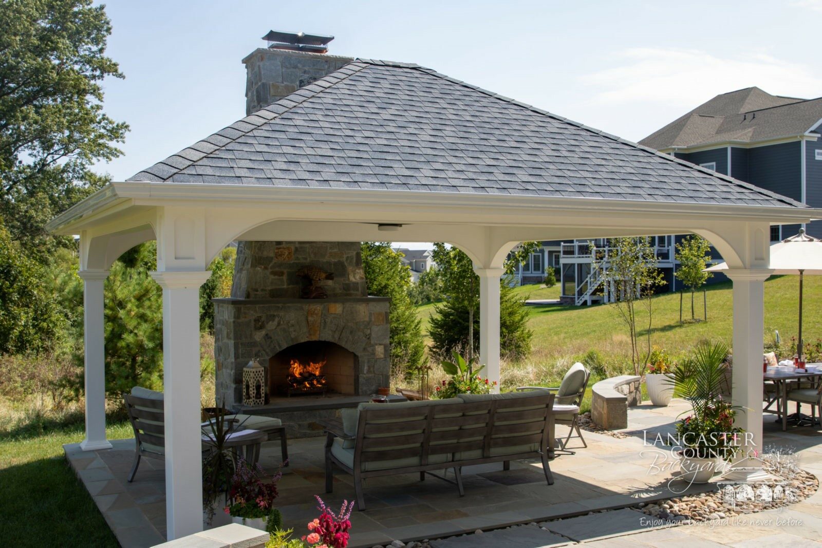 Pavilion With Outdoor Fireplace Cozy Practical Beautiful